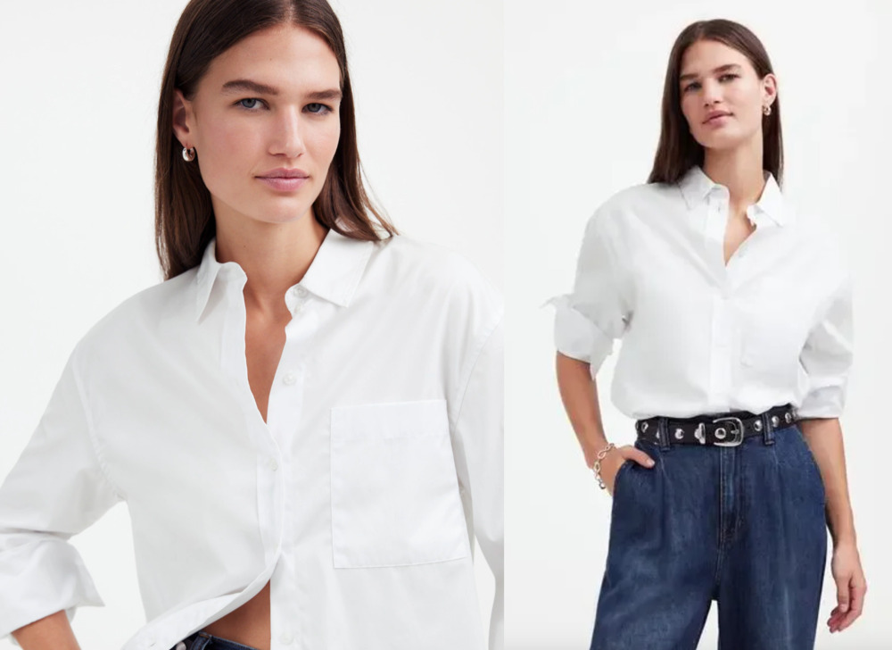 Madewell | NWT | Relaxed Button-Up Shirt in Eyelet White | Sz XXS